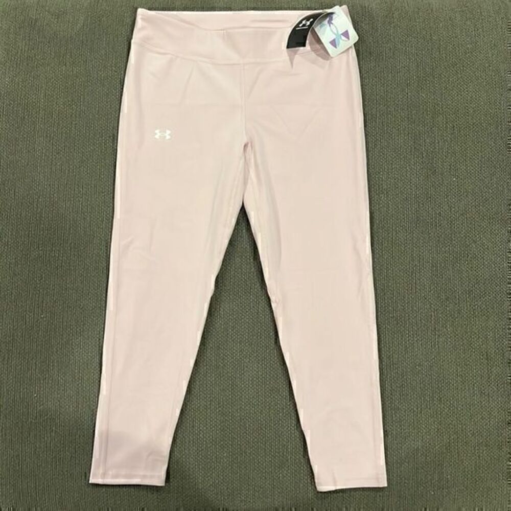 NWT Girls Under Armour Light Pink Motion Solid Ankle Crop Leggings Size YLG